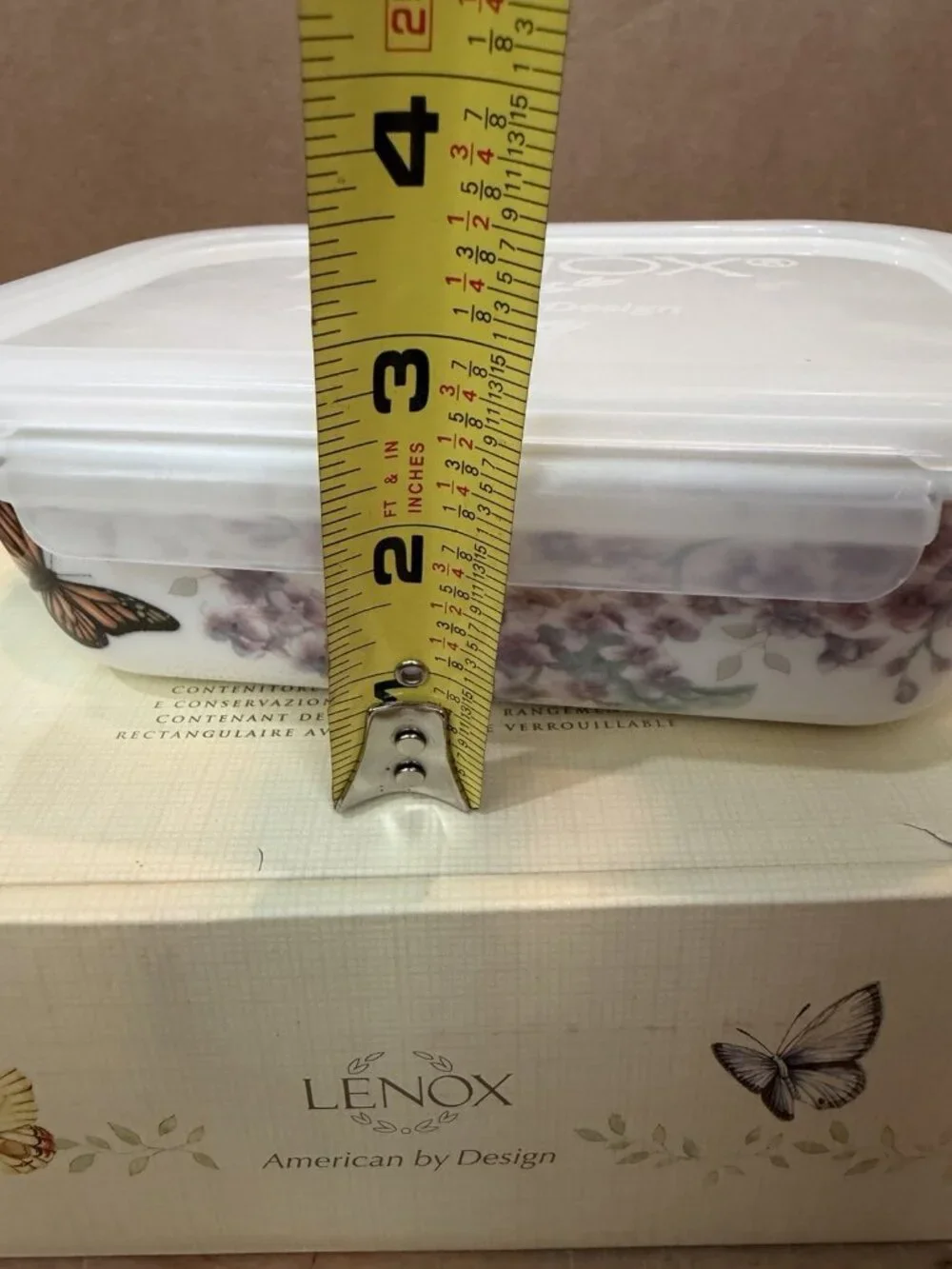 Lenox BUTTERFLY MEADOW Rectangular Serve & Store w/Lid Ceramic Storage Container